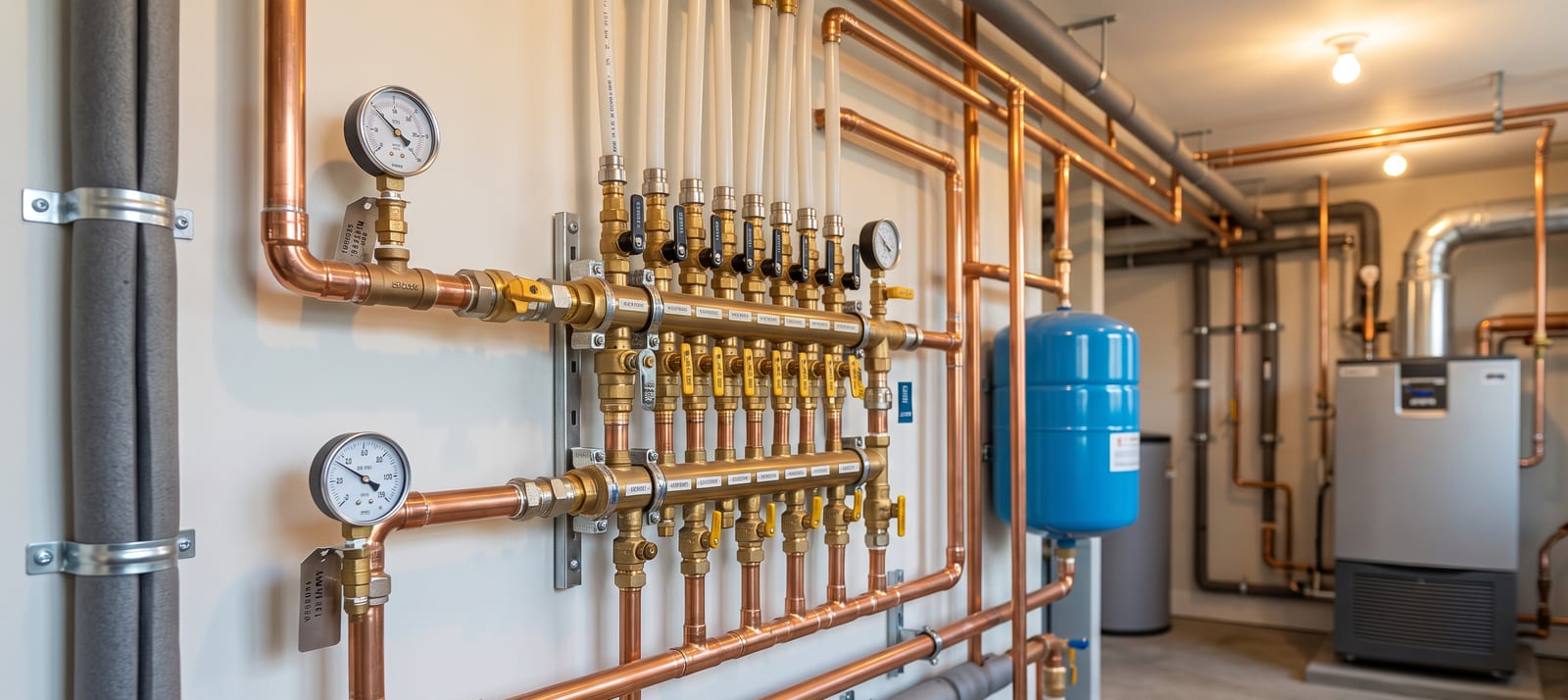 Clean copper plumbing work by Anchor Plumbing Co.