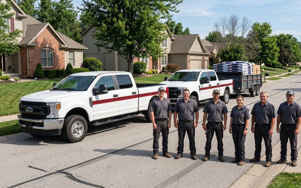 The Ironclad Roofing fleet and crew serving the Kansas City metro